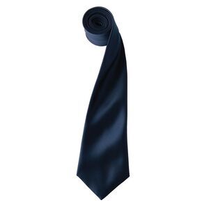 Premier Mens Plain Satin Tie (Narrow Blade) / Navy